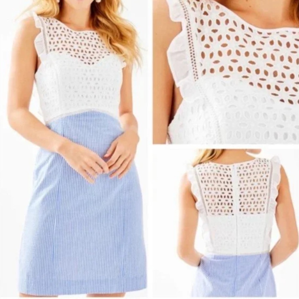 Lilly Pulitzer White and Blue Striped Dress